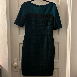 Liz Claiborne Teal and Black Midi Dress